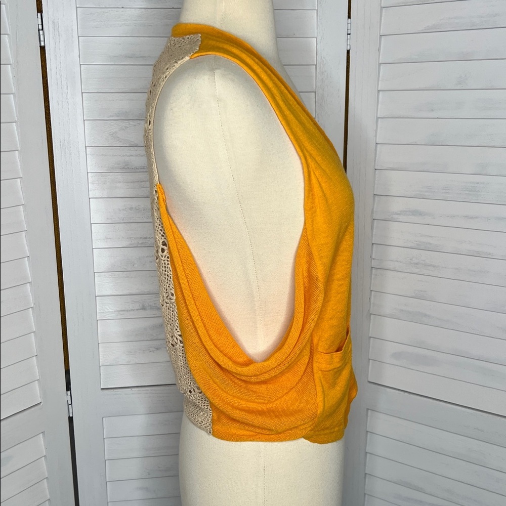 3.1 Phillip Lim Vibrant Orange Button-Up Vest Lace Back Front Pockets Small - Picture 4 of 8